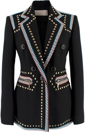 Elie Saab Black Studded Contrast Trim Blazer Size XXS