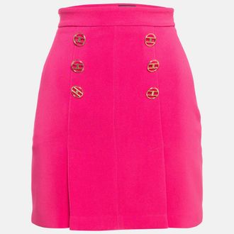 Elisabetta Franchi Pink Logo Embellished Mini Skirt