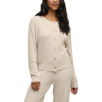 Barefoot Dreams CozyChic Ultra Lite Textured Ribbed Cardigan in Stone at Nordstrom, Size X-Large