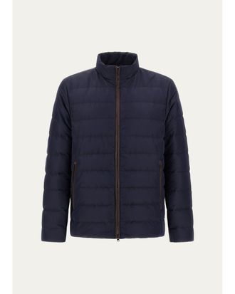Herno Mens Suede-Trim Nylon Bomber Jacket