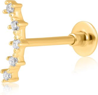 MAX + STONE Solid 14K Gold Single Comfy Flat Back Cartilage Curve Bar Stud Earrings
