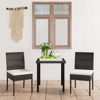vidaXL Conjunto De Comedor De Jard&iacute;n 3 Piezas Rat&aacute;n Sint&eacute;tico Negro Vidaxl