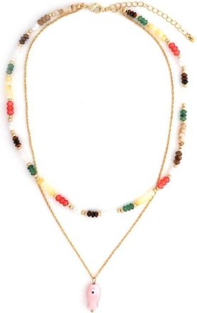 Panacea 2-Row Fish Pendant Necklace in Gold Multi at Nordstrom