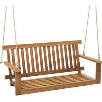 Costway Costway Banco Columpio Madera Acacia Exterior, 2 Plazas, Banco Balancin Jardin Exterior, Carga 360kg, Apoyabrazos Y Respaldo, Columpio Jardin Exterior