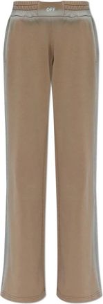 Off-white Wijd uitlopende joggingbroek - Dames - Sweatpants - Beige - S - Katoen - Broeken