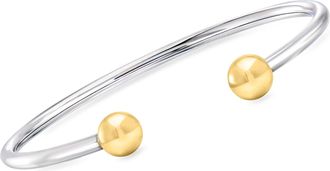 Ross-Simons Italian Sterling Silver and 18kt Gold Over Sterling Ball Cuff Bracelet
