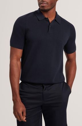 Ted Baker Otiso Cotton & Wool Polo in Navy at Nordstrom, Size 5