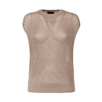 Dondup Round-neck Knitwear, female, Beige, Size: 2XS Round-neck Knitwear