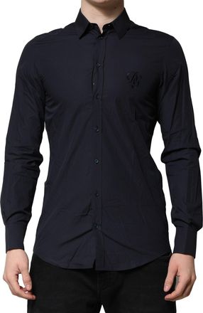 Dolce & Gabbana Mens Dark Blue Martini Cotton Dress Formal Shirt