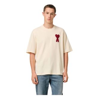 Ami Tops, Heren, Wit, XL, Katoen, Rode Hart Grafische Tee