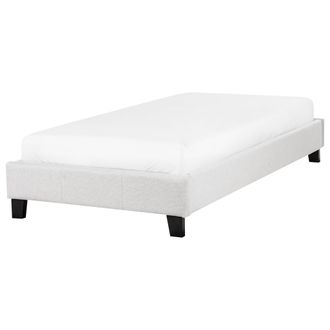 Beliani Beliani - Cama Con Somier Individual Sin Cabecero Tapizada De Tela De Poli&eacute;ster Gris Claro 90 X 200 Cm Roanne