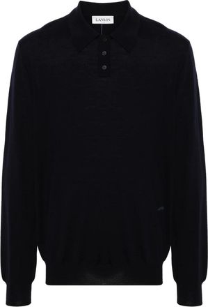 Lanvin Merinos Polo - Heren - Polos - Zwart - M - Wol - Tops