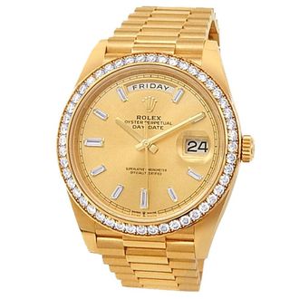 Rolex Pre-owned Rolex Day-Date Automatic Chronometer Diamond Champagne Dial Mens Watch 228348 CDP