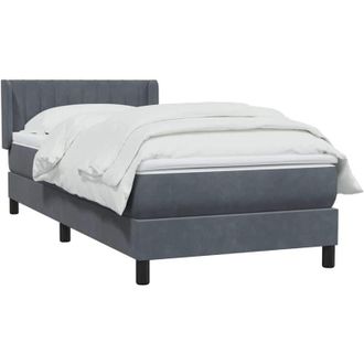 vidaXL Cama Box Spring Con Colch&oacute;n Terciopelo Gris Oscuro 80x220 Cm Vidaxl