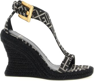 Balmain Black Polyester Wedge Womens Sandals