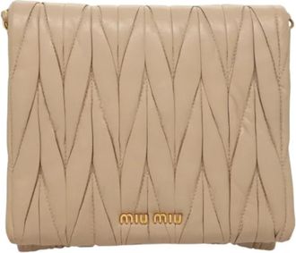 Miu Miu Tweedehands leren schoudertassen - Dames - Vintage Schoudertas - Beige - ONE Size - Leer - Vintage