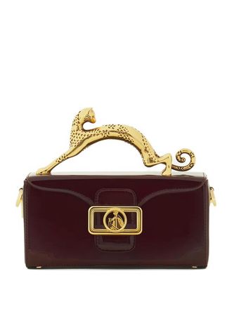 Lanvin Pencil leopard-embellished patent-leather mini bag - Red