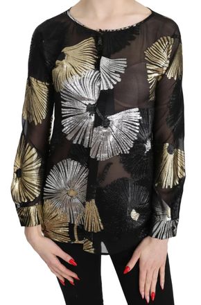 Dsquared2 Dsquared&sup2; Silk Jacquard See Through Top Womens Blouse (Pre-Owned)