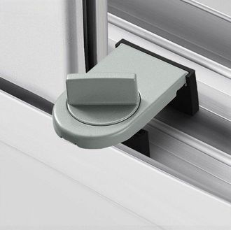 No Brand Juego De 4 Cerraduras De Seguridad Para Ventanas Correderas, Sin Necesidad De Taladrar, Ajustables, Con Forma De Cu&ntilde;a, 6x4x2,2 Cm, Color Gris, Para El