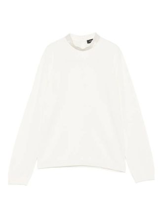 Fabiana Filippi embellished-neckline long-sleeve sweater - women - Merino/Cashmere/Silk - 40 - Neutrals