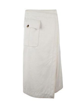 Philosophy di Lorenzo Serafini Beige Cotton Wool Polyamide Long Canvas Skirt