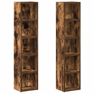 vidaXL Vidaxl - Estanter&iacute;a Para Cd 2 Uds Madera Roble Ahumado 21x16x93,5 Cm