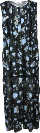 Ermanno Scervino Long Gauzed Dress - Black/Blue