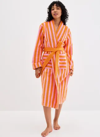 Miiyu Womens Colourful stripes long terry bathrobe
