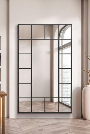 MirrorOutlet Black Modern Wall & Leaner Mirror 71 X 43 (180 x 110CM) | Size: 1 Pack