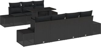 vidaXL Garden Sofa Set with Cushion 8 pcs Black 100 x 55 x 73 cm Vidaxl