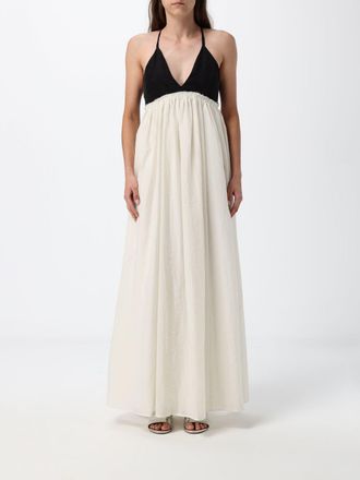 Eleh Abstract Print Cotton Muslin Maxi Dress with Halter Neck and Thin Straps