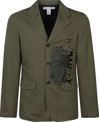 Comme Des Gar&ccedil;ons Olive Green Cotton Printed Jacket