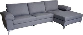 Home Heavenly Home Heavenly - Sof&aacute; Chaise Longue Jorge Tapizado En Tejido Suave Con Apoyabrazos Y Patas Met&aacute;licas 78x171x80 Cm. Color: Gris