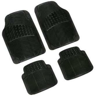 Trade Shop Trade Shop - Juego De 4 Alfombras Universales De Coche En Pvc Negro Caucho Sint&eacute;tico
