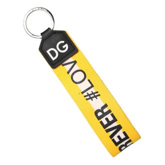 Dolce & Gabbana Logo Polyester Brass Holder Keyring - female - Dolce & Gabbana - Keychains - Yellow - ONE SIZE - Accessories