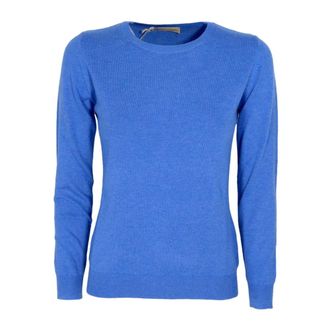 Cashmere Company Blauwe Slim Fit Cashmere Trui Gemaakt in Itali&euml; - Dames - Ronde hals truien - Blauw - XS - Wol - Truien & Vesten