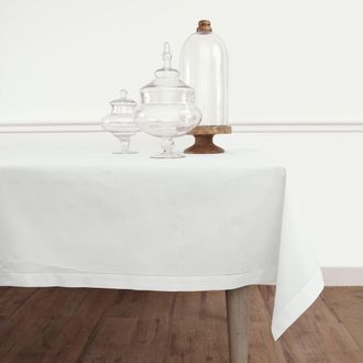 Solino Home Cotton Linen Hemstitch Tablecloth for Dining Table, Holiday and Everyday Table Decor in White at Nordstrom, Size Xx-Small