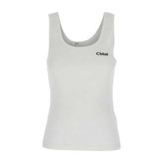Chlo&eacute; Logo Tank Top - female - Chlo&eacute; - Sleeveless Tops - White - XS - Tops