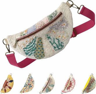 Generic HDQQUD Crossbody Bag For Women Vintage-Inspired Patchwork Quilted Sling Bag,Handmade Small Shoulder Chest Bag With Adjustable Shoulder Straps, Boho Cr