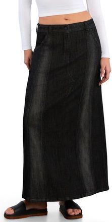Wash Lab Denim Road Trip Denim Maxi Skirt in Mixed Black at Nordstrom, Size 25