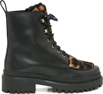 Yves Salomon leopard-print leather ankle boots - women - Wool/Sheep Skin/Shearling/Rubber - 36 - Black