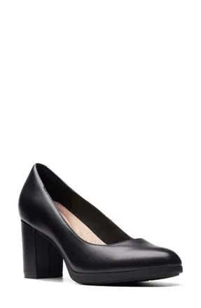 Clarks Bayla Skip Pump in Black Leather at Nordstrom Rack, Size 6.5