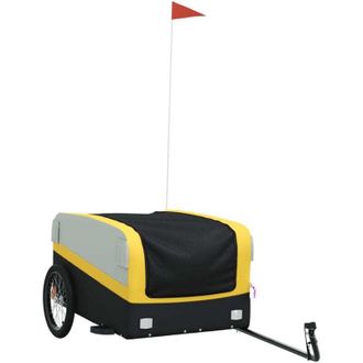 vidaXL Remolque Para Bicicleta Hierro Negro Y Amarillo 45 Kg Vidaxl