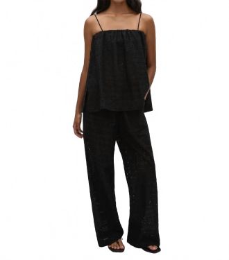 Faithfull The Brand Navia Fitted Body Top In Agnes Broderie Anglasie Black