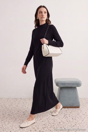 Trendyol Modest Dames Zwart Effen Maxi Lang Casual Recht Modest Jurken