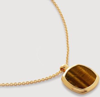 Monica Vinader Gold Delphi Gemstone Chain Necklace Tigers Eye