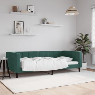 vidaXL Sof&aacute; Cama Sin Colch&oacute;n Terciopelo Verde Oscuro 90x200cm Vidaxl