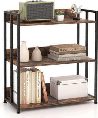 Costway Costway - Estanter&iacute;a De 3 Niveles, Estanter&iacute;a Industrial De Esquina Con Estantes Ajustables Y Marco De Metal, Estante Con Dispositivo Antivuelco, Esta