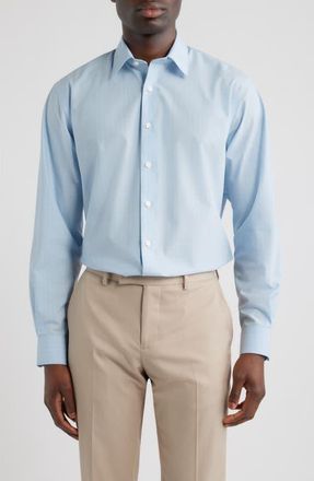 Nordstrom Bryston Signature Trim Fit Windowpane Check Dress Shirt in Blue Bryston Plaid at Nordstrom, Size 16.5 - 36