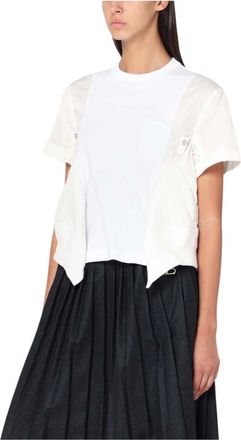 sacai Tops, Dames, Wit, L, T-Shirts